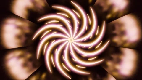 Abstract Windmill 4K VJ Loop - Hypnotic Motion Background Pink Gold Stock Footage 302703868