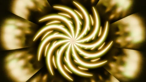 Abstract Windmill 4K VJ Loop - Hypnotic Motion Background Lime Gold Stock Footage 302703873