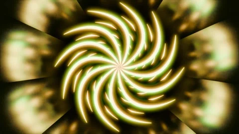 Abstract Windmill 4K VJ Loop - Hypnotic Motion Background Green Gold Stock Footage 302703875