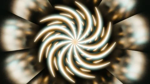 Abstract Windmill 4K VJ Loop - Hypnotic Motion Background Teal Gold Video stock 302703882