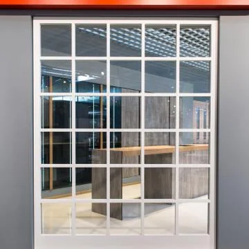 Abstract window frame background indoors with transparent glass - concept des Stock Photos