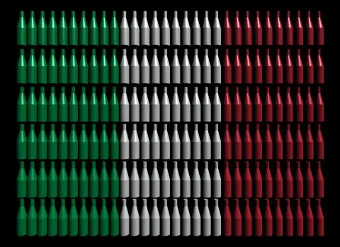 Abstract wine bottles with italian flag illustration Stock Illustration