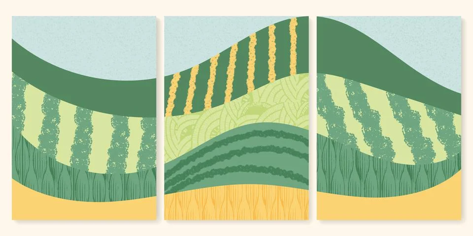Abstract wineyard farm field pattern vector illustration. Vineyard green Stock Illustration