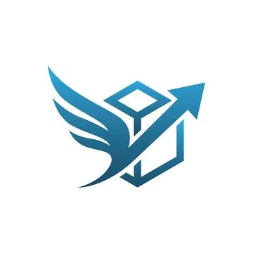 Abstract Wing Cube Logo Design with Creative Business Innovation Mark Иллюстрация