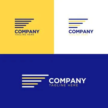Abstract Wing Speed Lines Logo in Yellow and Blue with Multiple Color Variations Stock Illustration