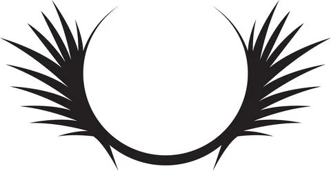 Abstract Winged Circle Emblem - Black and White Design Element Stock Illustration