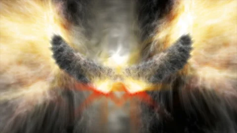 Abstract Wings fly to another dimension through the clouds Video stock 204746447