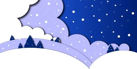 Abstract winter backdrop in paper cut style Stock Illustration