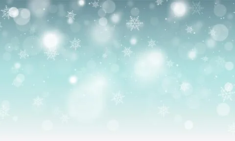Abstract winter blue vector background with snowflakes and glowing elements. Stock Illustration