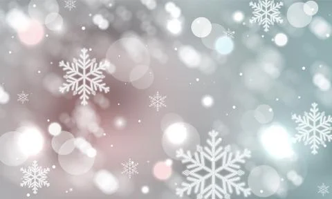 Abstract winter blurred snowflakes vector background. Stock Illustration