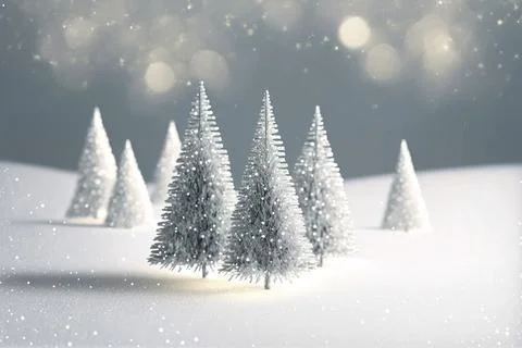 Abstract winter forest with blurred lights in snow, beautiful white christm.. イラスト素材