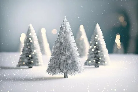 Abstract winter forest with blurred lights in snow, beautiful white christm.. イラスト素材