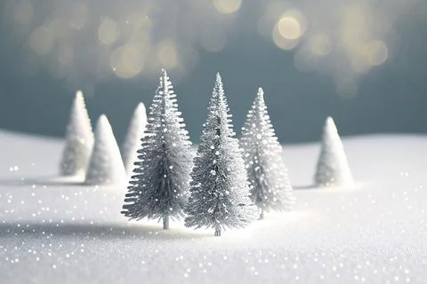Abstract winter forest with blurred lights in snow, beautiful white christm.. イラスト素材