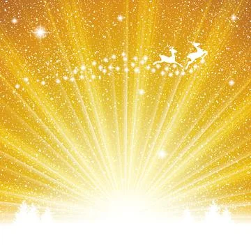 Abstract winter golden background with pine Stock Illustration