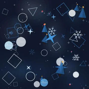 Abstract Winter Holiday Pattern with Geometric Shapes and Seasonal Icons Il.. Stock Illustration