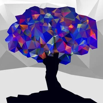 Abstract winter low poly color tree Stock Illustration