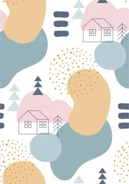 Abstract winter seamless patterns in pastel colors Stock Illustration