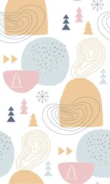 Abstract winter seamless patterns in pastel colors Stock Illustration