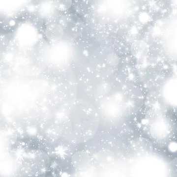 Abstract winter silver and white bokeh background with sparkles Stock Illustration