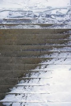 Abstract winter steps of a stone ladder Stock Photos