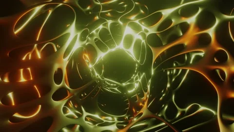 Abstract wire with green and orange lights , 3d animation Stock Footage 155635170