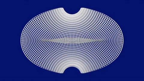 Abstract wire mesh deformed into a symmetrical shape changes shape, reaches the Stock Footage 162590068