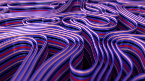 Abstract Wire wave background 3D generated rainbow wires and straps waves Multi Video stock 245141864