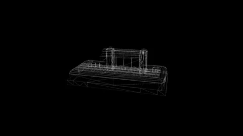 Abstract Wireframe Building Architectural Design on Dark Background Stock Footage 341778650