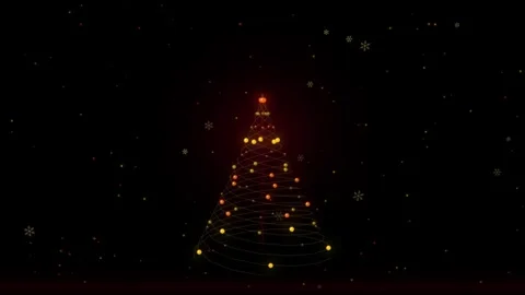 Abstract wireframe christmas tree with glowing lights rotating in digital s.. 動画素材 344021874