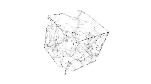 Abstract wireframe cube. Digital blockchain concept. Stock Footage 169360944