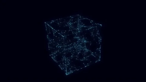 Abstract wireframe cube. Digital blockchain concept. Stock Footage 169360955