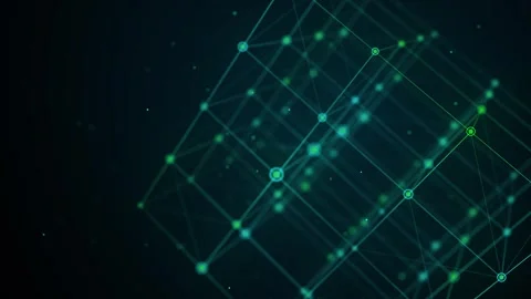 Abstract wireframe cube. Digital blockchain concept. Stock Footage 275862634
