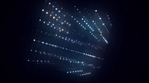 Abstract wireframe cube. Network connection structure. Digital blockchain. Stock Footage 310315508