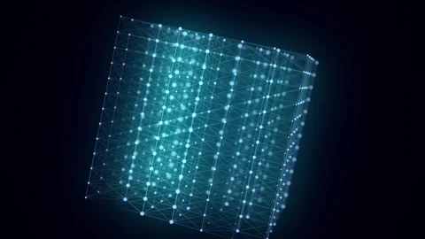 Abstract wireframe cube. Network connection structure. Stock Footage 310323742