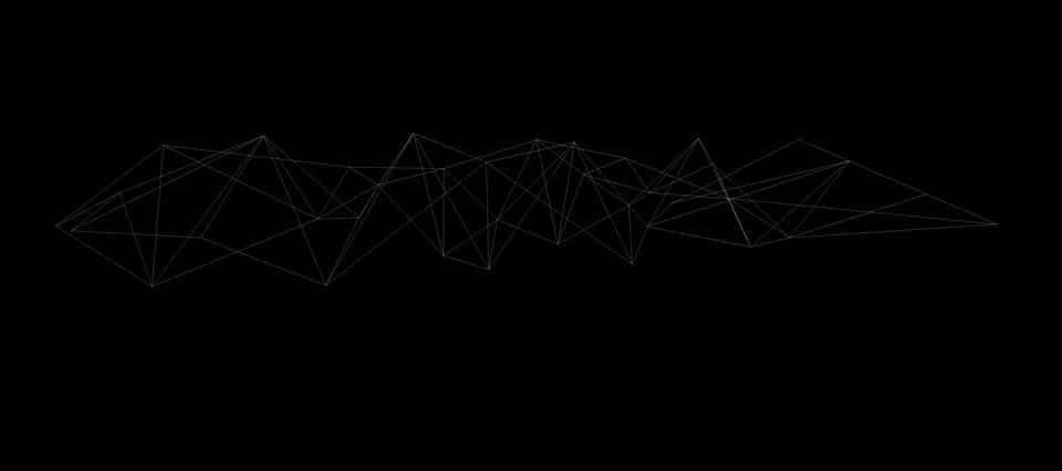 Abstract wireframe digital line surface black background white shading, big d Stock Photos