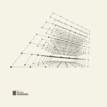 Abstract wireframe with dots and lines Stockillustratie