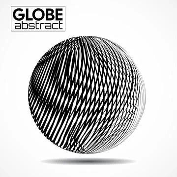 Abstract wireframe globe isolated on white background, futuristic line sphere Stock Illustration