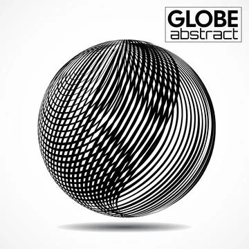 Abstract wireframe globe isolated on white background, futuristic line sphere Stock Illustration