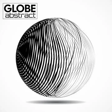 Abstract wireframe globe isolated on white background, futuristic line sphere Stock Illustration