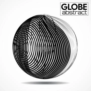 Abstract wireframe globe isolated on white background, futuristic line sphere Stock Illustration