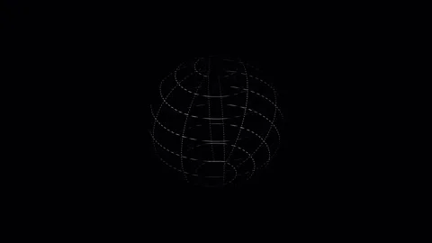 Abstract wireframe globe rotating slowly in dark space with subtle light tr.. Video stock 342517194