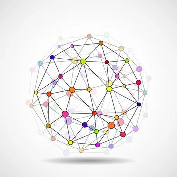 Abstract wireframe globe sphere, network connections. Vector Stock Illustration