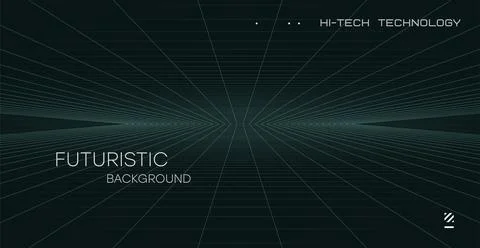 Abstract wireframe horizon. Large amount of data. 3D futuristic vector illu.. Stock Illustration