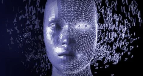 Abstract wireframe human face. Artificial Intelligence. Stock Illustration