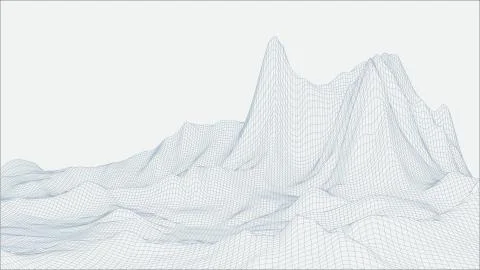 Abstract wireframe landscape background. Cyberspace grid. 3d technology Illustrazione stock