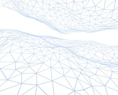 Abstract wireframe landscape background. Cyberspace grid. Digital wireframe Stock Illustration