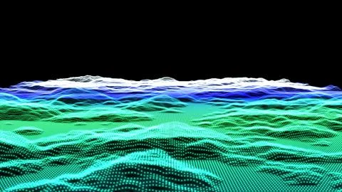 Abstract wireframe landscape background. Cyberspace grid. 3d technology wir.. Stockillustratie