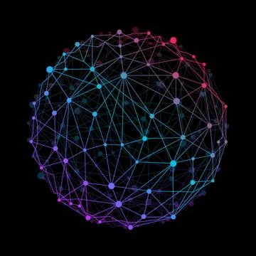 Abstract wireframe mesh sphere with dot and lines, network connections. Pol.. 스톡 일러스트