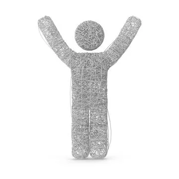 Abstract Wireframe Person with Arms Raised in Celebration Stock Illustration