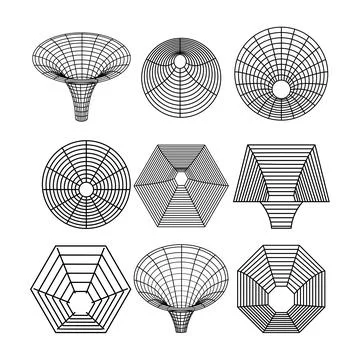 Abstract wireframe shapes creating optical tunnel illusions Stock Illustration